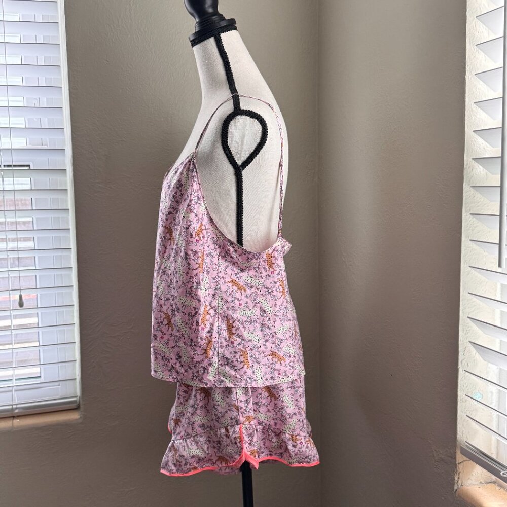 Victoria’s Secret Pink Leopard Floral Satin Pajama Set – Mixed Sizes (Top L, Bot - Picture 6 of 13